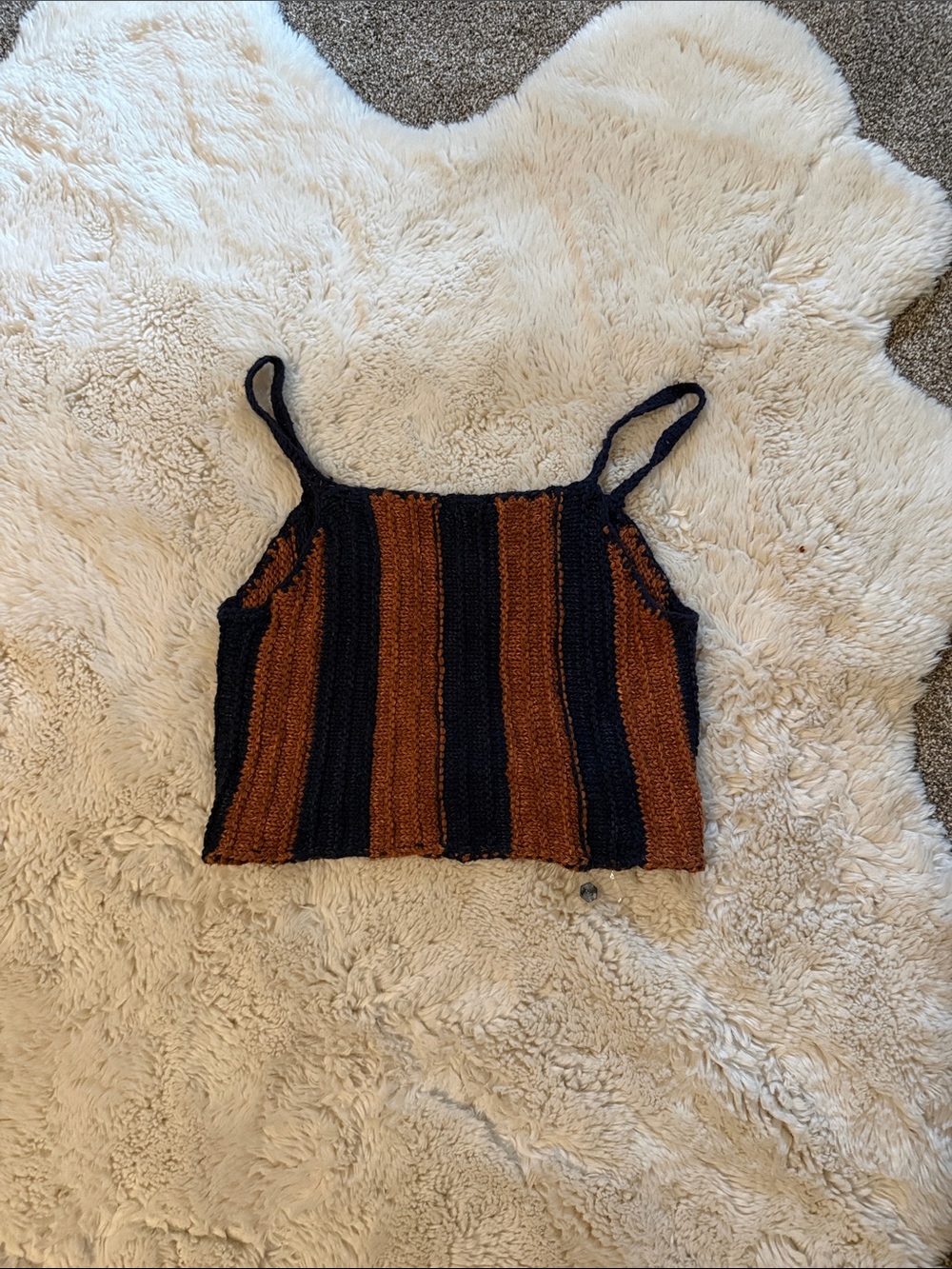 Free People Striped Knit Cami in Blue and Brown